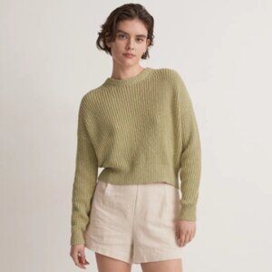 Madewell Women's Textural-Knit Pale Yellow Pullover Crew Sweater